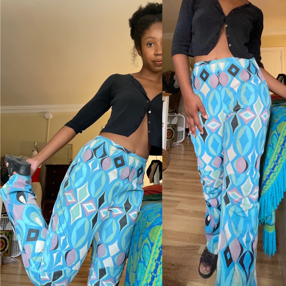 90s / 1990s Lew Magram Psychedelic Suede Pants